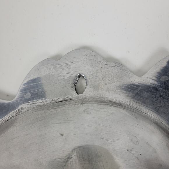 Vintage Strawberry Pewter Plate Mid-Century Modern Kitchen Decor Hammered - Picture 8 of 13